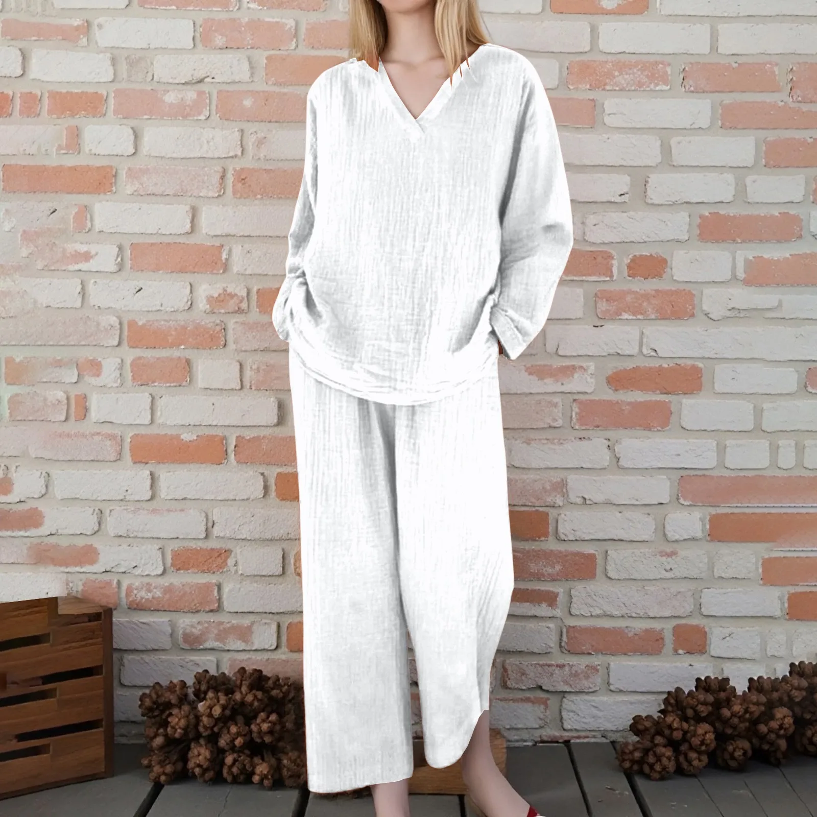 Solid Color Women's Long Sleeve Blouse And Pocket Trousers Pants Casual Suit Women's Loose Two-piece Trousers 2 Pcs Set Outfits
Solid Color Women's Long Sleeve Blouse And Pocket Trousers Pants Casual Suit Women's Loose Two-piece Trousers 2 Pcs Set Outfits