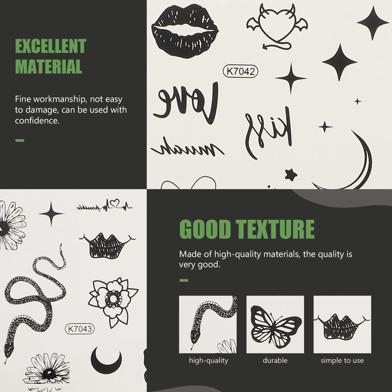 10pcs Tattoos Stickers Waterproof Removable Decals Sweatproof Cartoon Body Temporary Tattoos Stickers Time Use
10pcs Tattoos Stickers Waterproof Removable Decals Sweatproof Cartoon Body Temporary Tattoos Stickers Time Use