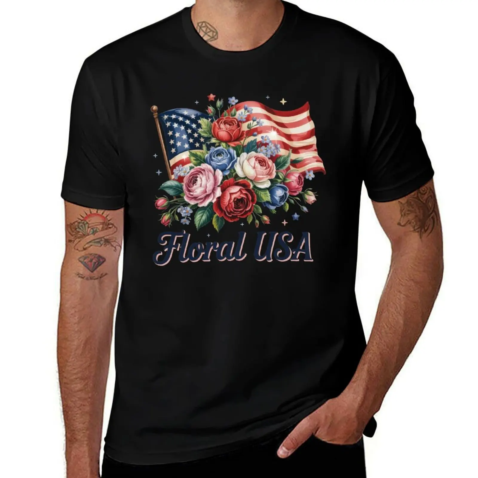 USA, Flower, American Flag Sticker T-Shirt summer shirt football t shirt cotton man t-shirts men clothes
USA, Flower, American Flag Sticker T-Shirt summer shirt football t shirt cotton man t-shirts men clothes