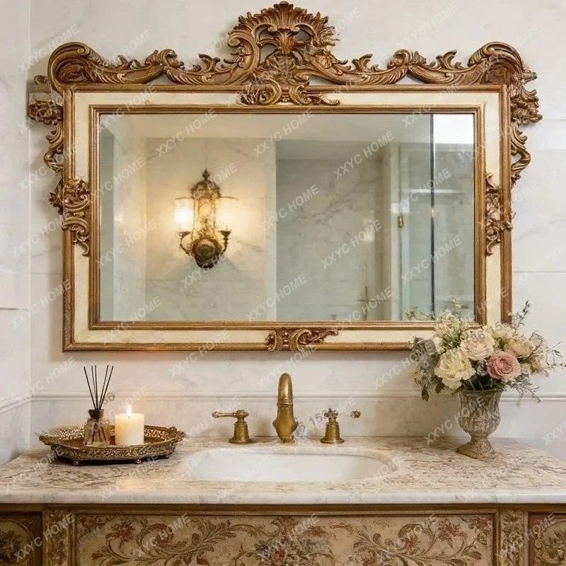 L retro carved bathroom mirror wall hanging porch fireplace square decorative mirror
L retro carved bathroom mirror wall hanging porch fireplace square decorative mirror