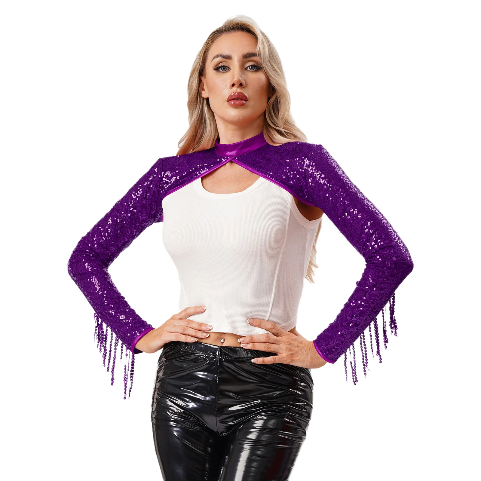 Женское модное блестящее болеро с бахромой, плечи, плечи, плечи, с длинными рукавами, кисточками и блестками, полностью подкладка, шали, укороченный кардиган
Женское модное блестящее болеро с бахромой, плечи, плечи, плечи, с длинными рукавами, кисточками и блестками, полностью подкладка, шали, укороченный кардиган