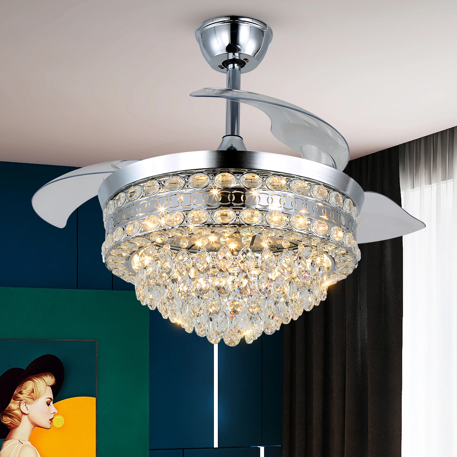42" Led Invisible Ceiling Fans with Remote Control Silver Hanging Fan Lights For Dining room Bedroom Lumieres Decorative Retra
42" Led Invisible Ceiling Fans with Remote Control Silver Hanging Fan Lights For Dining room Bedroom Lumieres Decorative Retra