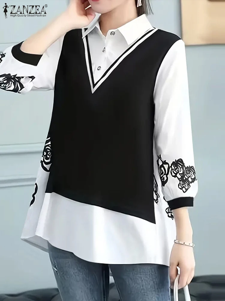 ZANZEA Casual Lapel Collar Irregular Hem Chemise Women Fake Two Piece Shirts 2025 Long Sleeve Tops Lady Office Commuting Tops
ZANZEA Casual Lapel Collar Irregular Hem Chemise Women Fake Two Piece Shirts 2025 Long Sleeve Tops Lady Office Commuting Tops