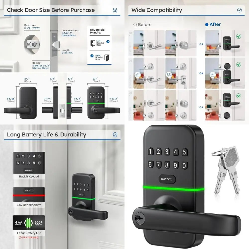 Digital Keyless Door Knob with Exterior Keypad - Easy Install Security Entry
Digital Keyless Door Knob with Exterior Keypad - Easy Install Security Entry