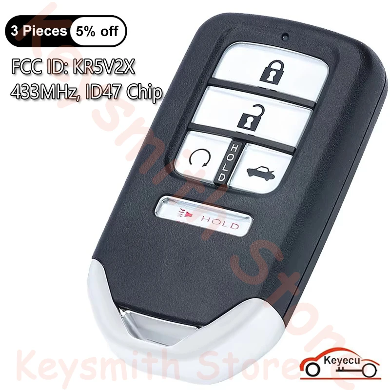 KEYECU 5 Buttons 433MHz ID47 Chip for Honda Civic 2016 2017 2018 2019 2020 Auto Smart Remote Control Key Fob FCC ID: KR5V2X
KEYECU 5 Buttons 433MHz ID47 Chip for Honda Civic 2016 2017 2018 2019 2020 Auto Smart Remote Control Key Fob FCC ID: KR5V2X
