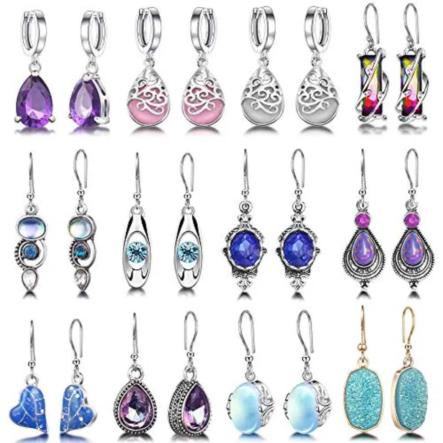12 Pairs Teardrop Druse Crystal Drop Dangle Earrings for Women Cubic Zirconia Huggie Hoop Earring Jewelry Set Christmas Gifts
12 Pairs Teardrop Druse Crystal Drop Dangle Earrings for Women Cubic Zirconia Huggie Hoop Earring Jewelry Set Christmas Gifts