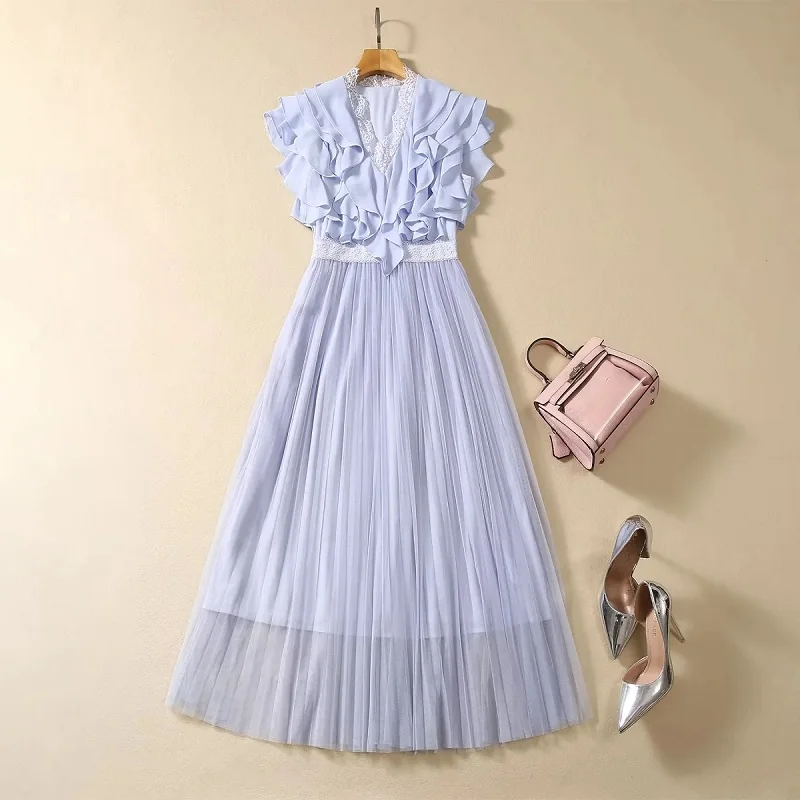Newest Fashion Summer Dress 2024 High Quality Ladies V-Neck White Lace Patchwork Ruffle Floral Sexy Blue Black Pleated Dress
Newest Fashion Summer Dress 2024 High Quality Ladies V-Neck White Lace Patchwork Ruffle Floral Sexy Blue Black Pleated Dress