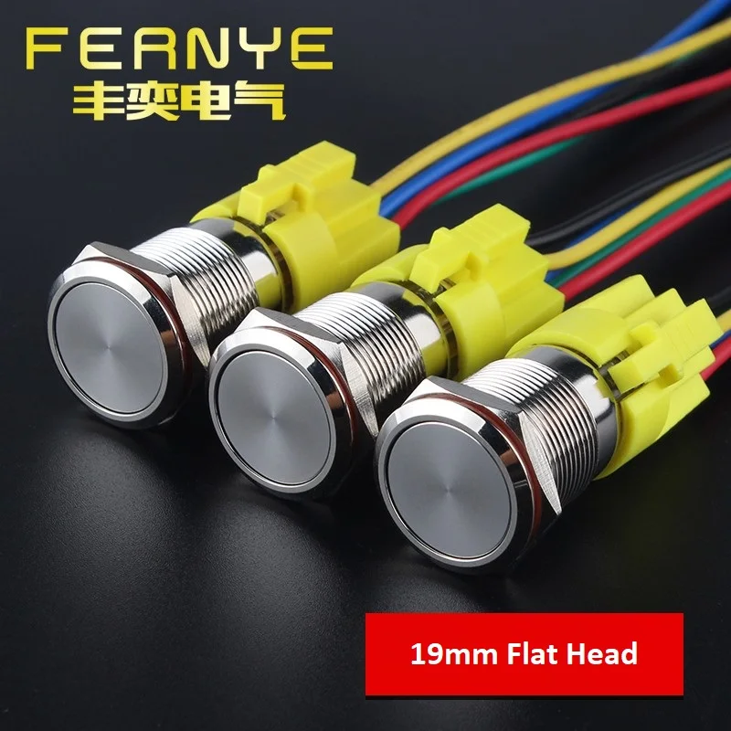 19mm Metal Push Button Switch Waterproof Self locking/Momentary Flat Head Switch 3 Pins with Connector
19mm Metal Push Button Switch Waterproof Self locking/Momentary Flat Head Switch 3 Pins with Connector