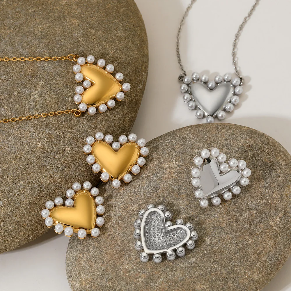 Keen on Heart-Shaped Collarbone Necklace Stainless Steel Pearl Earrings French Style New High-End Gift Wholesale
Keen on Heart-Shaped Collarbone Necklace Stainless Steel Pearl Earrings French Style New High-End Gift Wholesale