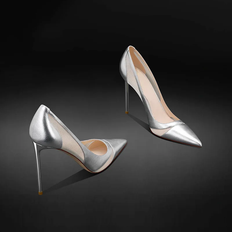 Spring New Splicing Mesh Silver High Heels Women's Pointed Head Light Mouth Temperament Thin Heel Shoes
Spring New Splicing Mesh Silver High Heels Women's Pointed Head Light Mouth Temperament Thin Heel Shoes
