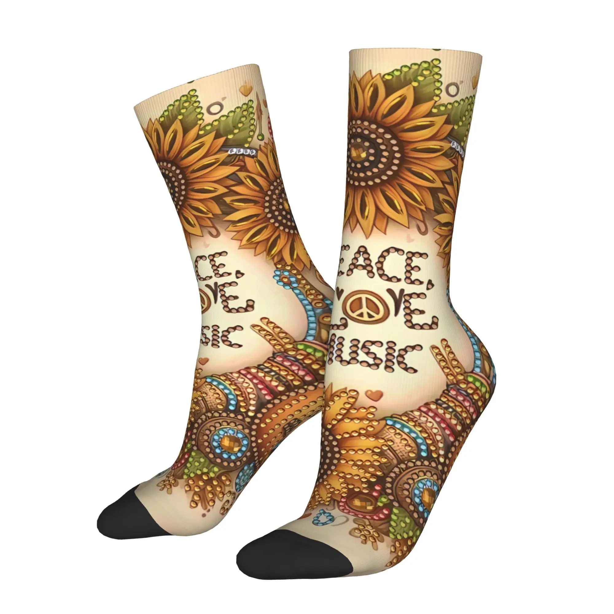 Peace Love Music Sock Printed Man Polyester Fashion Popular
Peace Love Music Sock Printed Man Polyester Fashion Popular