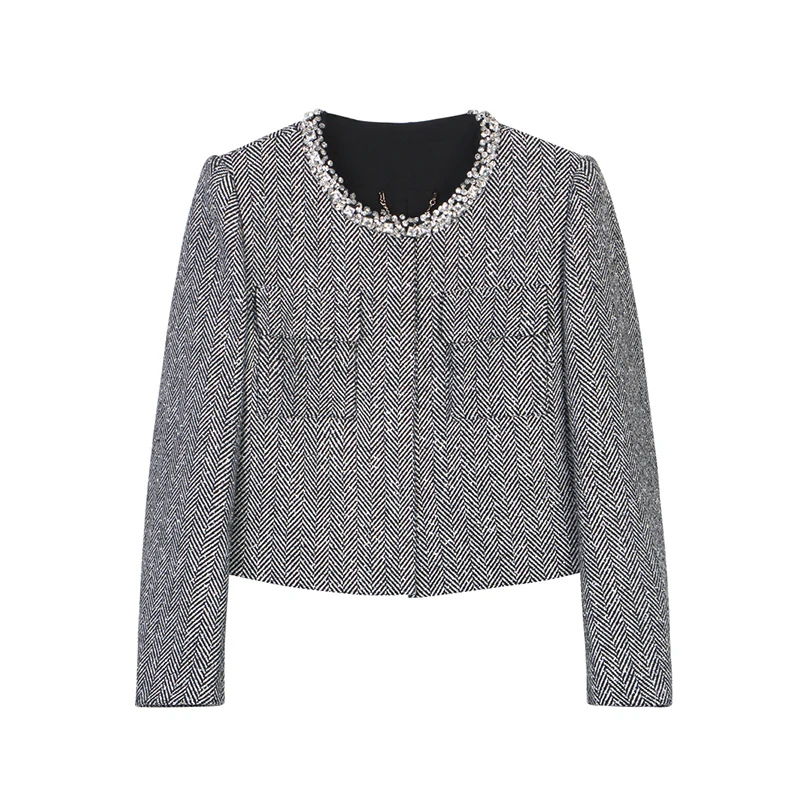 Zhao Liying's same style Bright Star herringbone pattern small fragrance ladies heavy industry diamond jewelry jacket 
Zhao Liying's same style Bright Star herringbone pattern small fragrance ladies heavy industry diamond jewelry jacket