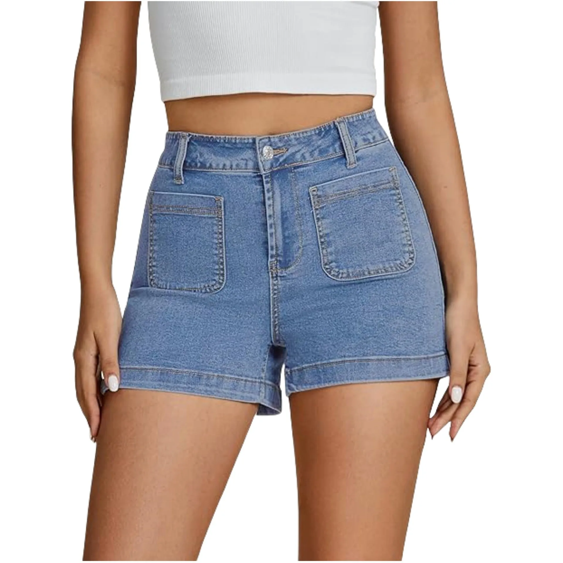 Women's Summer Casual Shorts High Waist Light Wash Denim Shorts Front Pockets Jean Shorts Cuffed Hem Button Fly Cotton Shorts
Women's Summer Casual Shorts High Waist Light Wash Denim Shorts Front Pockets Jean Shorts Cuffed Hem Button Fly Cotton Shorts