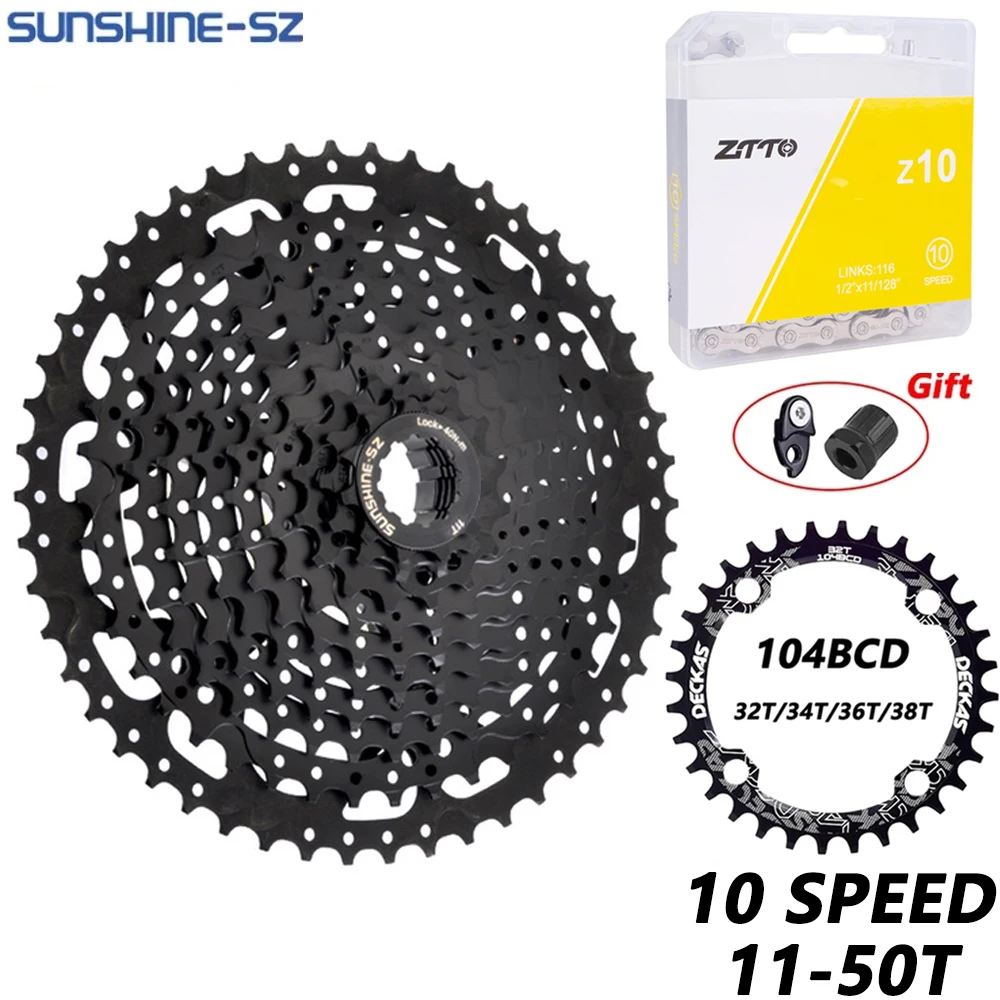 SUNSHINE Mountain Bike 10 Speed 11-50T Cassette 10V HG Freewheel K7 MTB Sprocket for SHIMANO SRAM XT SLX XO X0X9X7 Bicycle Parts
SUNSHINE Mountain Bike 10 Speed 11-50T Cassette 10V HG Freewheel K7 MTB Sprocket for SHIMANO SRAM XT SLX XO X0X9X7 Bicycle Parts