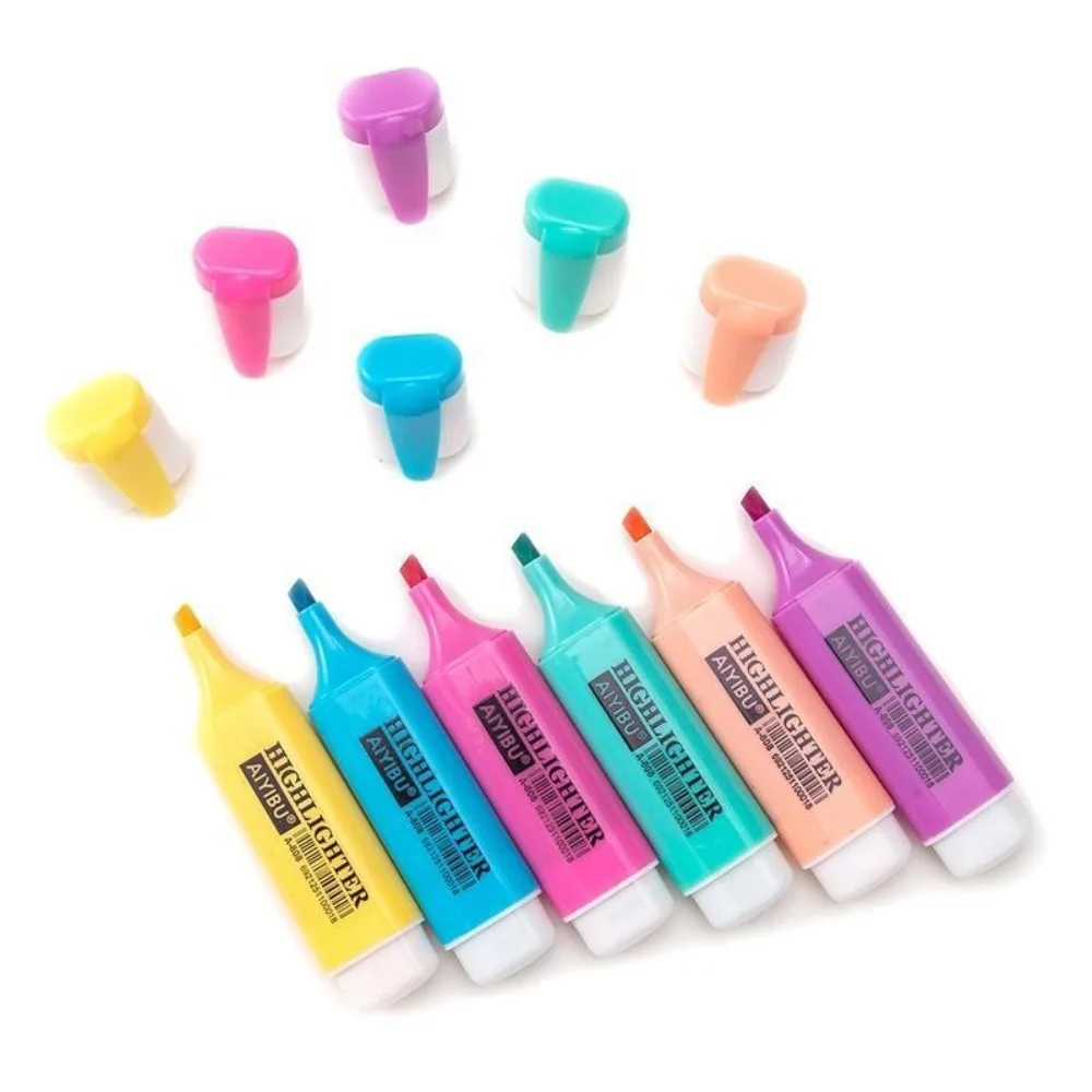 6Pcs/Set Kawaii Large Capacity Highlighter Oblique Broad Nib Marker Pen Student Fluorescent Pen Graffiti Drawing Stationery
6Pcs/Set Kawaii Large Capacity Highlighter Oblique Broad Nib Marker Pen Student Fluorescent Pen Graffiti Drawing Stationery