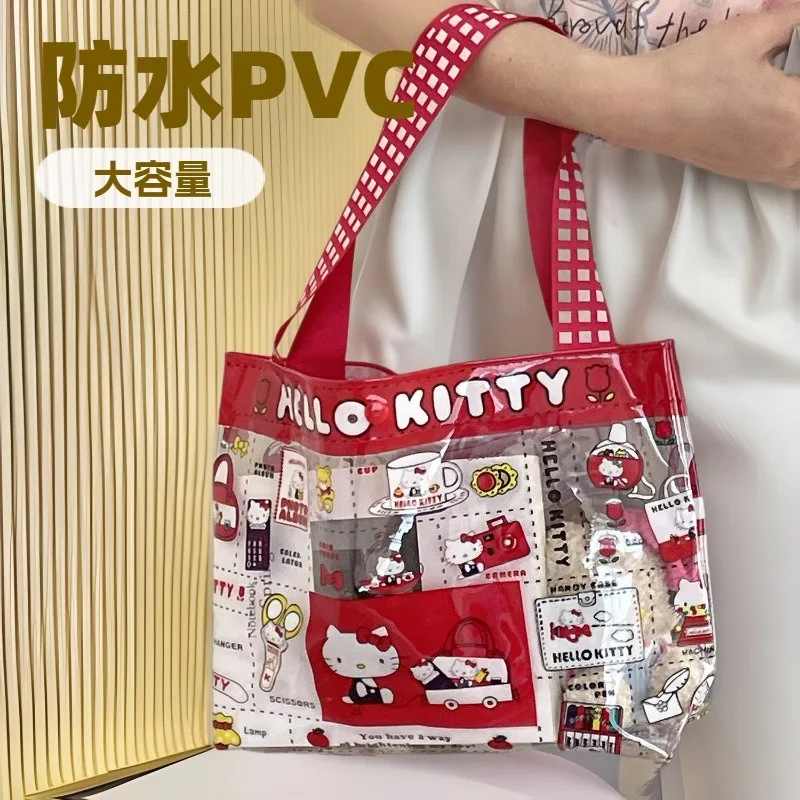 Kawaii Cartoon Red Hellokitty Handbag Girl Cute PVC Shopping Bags Transparent Large Capacity Portable Makeup Storage Bag New
Kawaii Cartoon Red Hellokitty Handbag Girl Cute PVC Shopping Bags Transparent Large Capacity Portable Makeup Storage Bag New