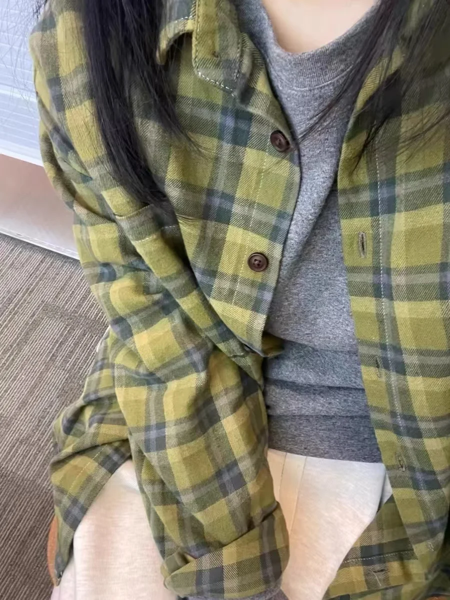 Spring 2026 Women's Elegant Loose Long Sleeve Shirt Green Plaid Design Sense Versatile Charming Top Sweet Style Regular Fit
Spring 2026 Women's Elegant Loose Long Sleeve Shirt Green Plaid Design Sense Versatile Charming Top Sweet Style Regular Fit