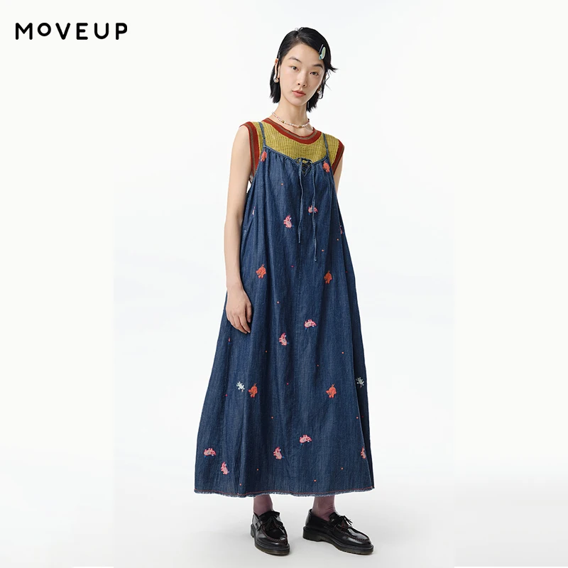 MOVEUP Casual Sleeveless Dress 2026 Summer Adjustable Shoulder Strap Fun Cartoon Embroidered Pocket A-Line Denim Dress 125241304
MOVEUP Casual Sleeveless Dress 2026 Summer Adjustable Shoulder Strap Fun Cartoon Embroidered Pocket A-Line Denim Dress 125241304