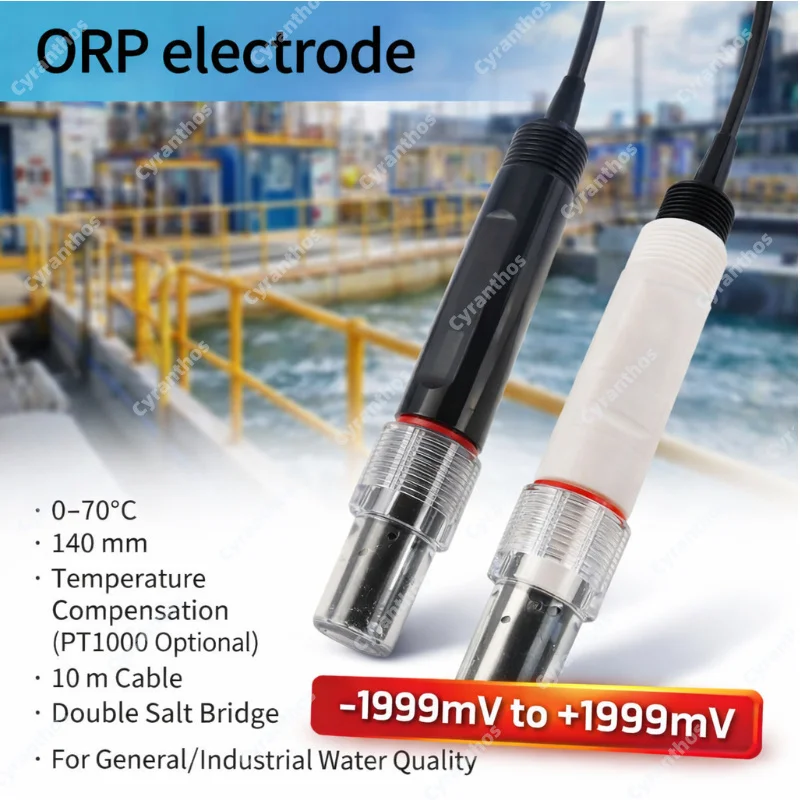 Промышленный ORP-электрод, ORP-датчик ±1999 мВ, 0-70 мВ ℃ Корпус из PTFE/ABS 140 мм для датчиков PT1000 для мониторинга водоподготовки
Промышленный ORP-электрод, ORP-датчик ±1999 мВ, 0-70 мВ ℃ Корпус из PTFE/ABS 140 мм для датчиков PT1000 для мониторинга водоподготовки