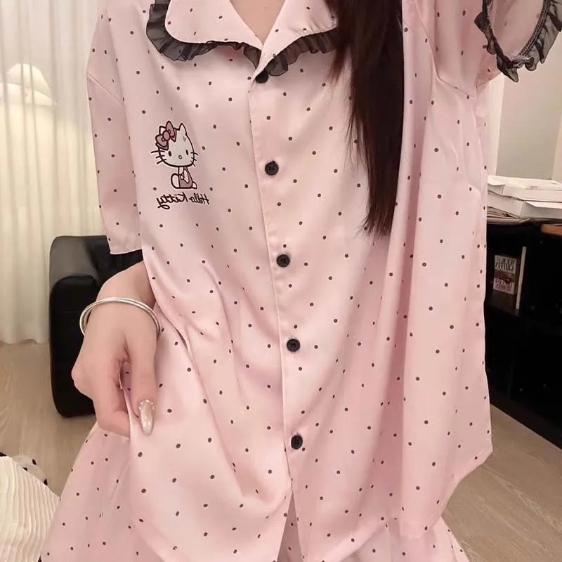 Anime Sanrioed Pajamas Hello Kittys Women's Short Sleeve Shorts Summer Girls Cute Sweet Loungewear Cartoon Students Home Clothes
Anime Sanrioed Pajamas Hello Kittys Women's Short Sleeve Shorts Summer Girls Cute Sweet Loungewear Cartoon Students Home Clothes
