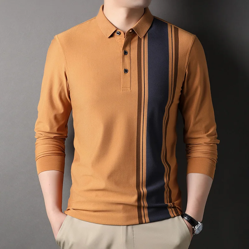 Cotton Men's Polo Shirts Spring Autumn Long Sleeve Striped Casual Male Polo Shirts Fashion Slim Fit Man Tees 3XL
Cotton Men's Polo Shirts Spring Autumn Long Sleeve Striped Casual Male Polo Shirts Fashion Slim Fit Man Tees 3XL