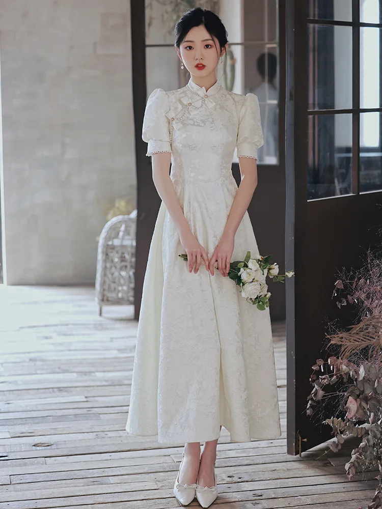 Elegant Chinese Style Vintage Wedding Dresses Toast Clothing Women Short Sleeves Qipao Prom A-Line Dresses Robes De Soirée
Elegant Chinese Style Vintage Wedding Dresses Toast Clothing Women Short Sleeves Qipao Prom A-Line Dresses Robes De Soirée