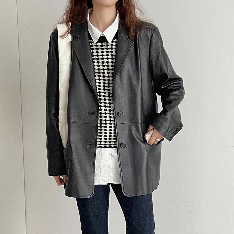 Autumn Genuine Women's Leather Jacket and Winter 2023 New Ins Casual Medium and Length Oversize Sheepskin Leather Suit Coat
Autumn Genuine Women's Leather Jacket and Winter 2023 New Ins Casual Medium and Length Oversize Sheepskin Leather Suit Coat