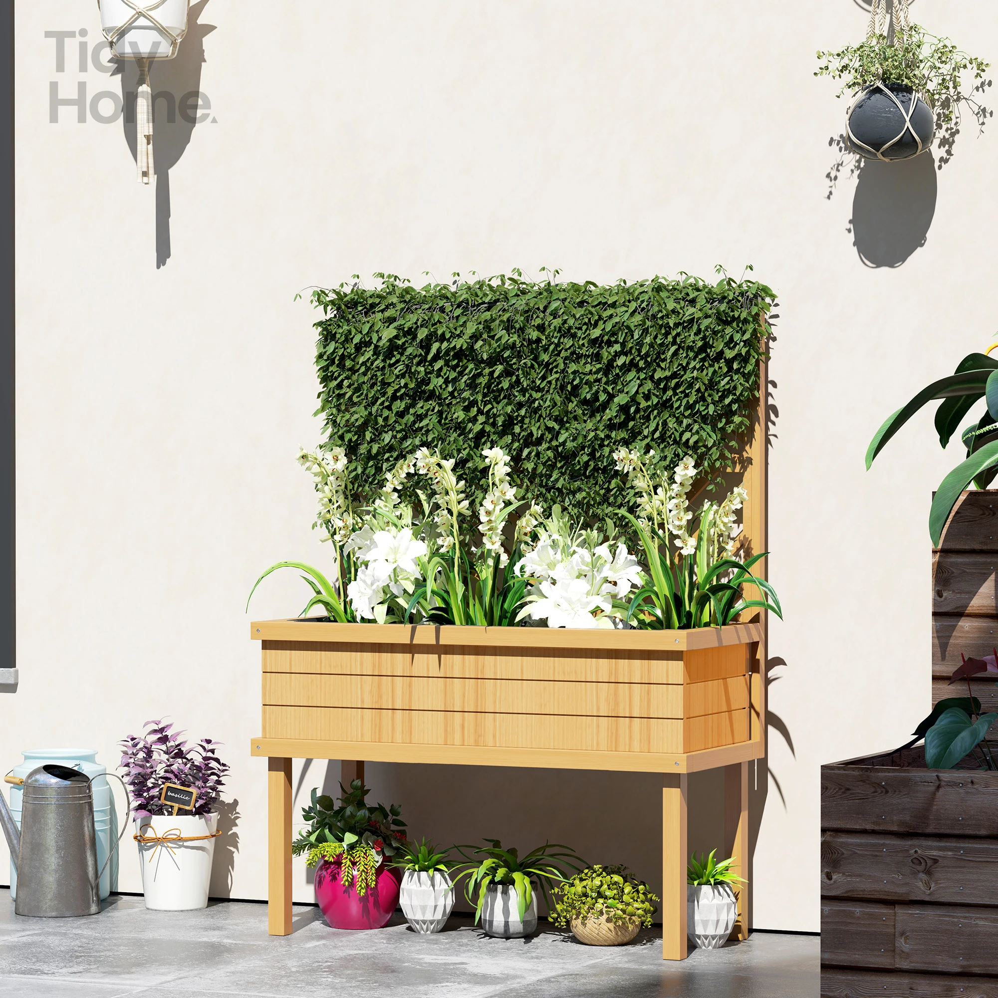 Wooden Planter, Flower shelf,Wood Planter Box, Outsunny Raised Garden Bed with Trellis for Climbing Plants Vegetable Grape Vi
Wooden Planter, Flower shelf,Wood Planter Box, Outsunny Raised Garden Bed with Trellis for Climbing Plants Vegetable Grape Vi