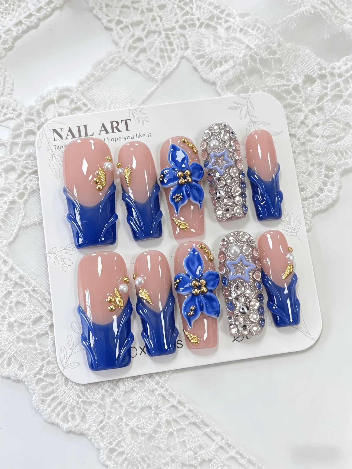 10pcs Luxury Full Cover Rhinestone Star 3D French Press On Nails For Women
10pcs Luxury Full Cover Rhinestone Star 3D French Press On Nails For Women