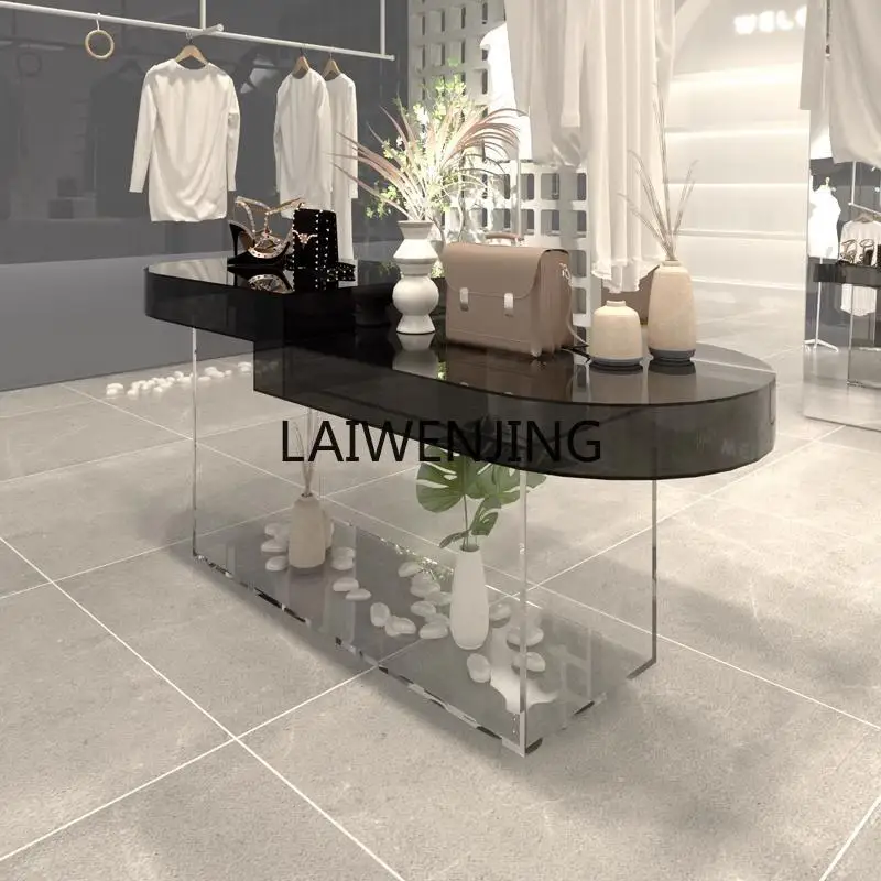 MJY clothing store acrylic light luxury Nakajima platform display table with shelves in the middle
MJY clothing store acrylic light luxury Nakajima platform display table with shelves in the middle