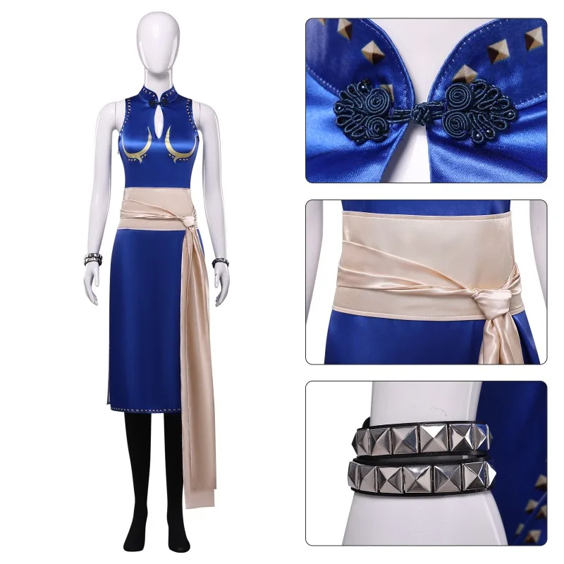 Game Chun Li Cosplay Costume Blue Dress Traditional Chinese-Style Cheongsam Qipao for Women Role Play Outfit Theme Party
Game Chun Li Cosplay Costume Blue Dress Traditional Chinese-Style Cheongsam Qipao for Women Role Play Outfit Theme Party