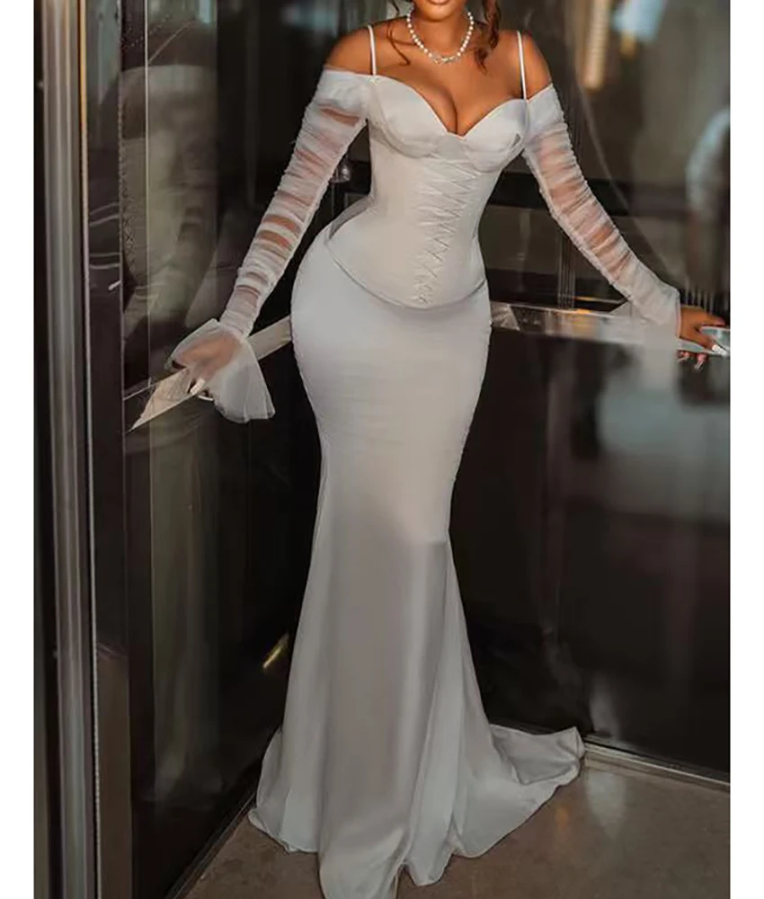 Customized Sexy Satin Mermaid Off the Shoulder Evening Dress High Quality Long Sleeves Floor Length Special Occasion Gowns
Customized Sexy Satin Mermaid Off the Shoulder Evening Dress High Quality Long Sleeves Floor Length Special Occasion Gowns