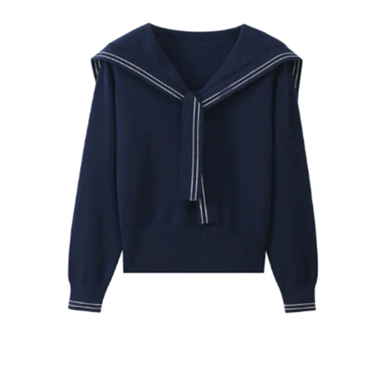 Полосатая темно-синяя футболка с воротником, женская футболка, вязаный топ, свободный трикотаж в студенческом стиле, тонкий пуловер с длинными рукавами, женская футболка
Полосатая темно-синяя футболка с воротником, женская футболка, вязаный топ, свободный трикотаж в студенческом стиле, тонкий пуловер с длинными рукавами, женская футболка