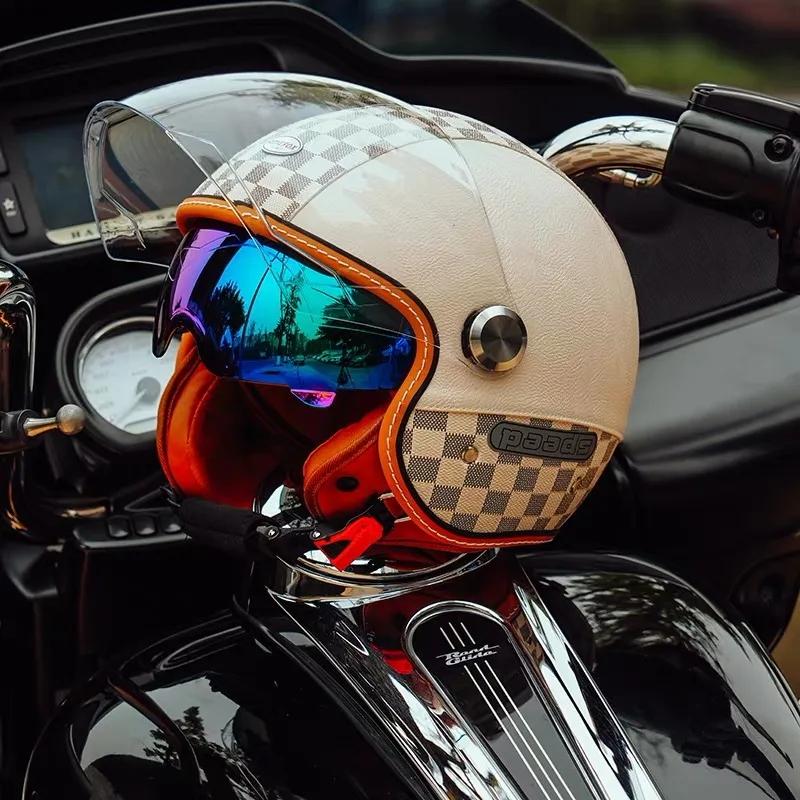 Brown Halley Vintage Helmet Motorcycle Men's and Women's Half Helmet Pedal Personality Scooter 3/4 Helmet DOT Approved
Brown Halley Vintage Helmet Motorcycle Men's and Women's Half Helmet Pedal Personality Scooter 3/4 Helmet DOT Approved