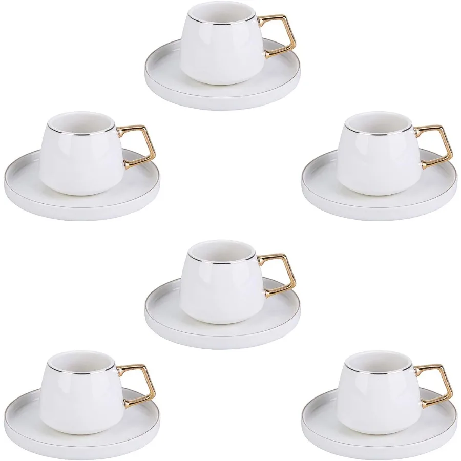 Saturn Gold Turkish Coffee Cup Set of 6 12 Piece Espresso Cups with Saucers - 3.3 oz Small Porcelain Modern Set - Ideal for Ser
Saturn Gold Turkish Coffee Cup Set of 6 12 Piece Espresso Cups with Saucers - 3.3 oz Small Porcelain Modern Set - Ideal for Ser