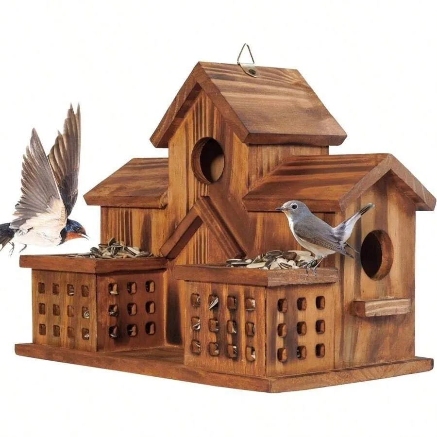 【New Arrival】2-in-1 Wooden Bird House Feeder, Hanging Wild Bird Feeder with Nesting Compartment
【New Arrival】2-in-1 Wooden Bird House Feeder, Hanging Wild Bird Feeder with Nesting Compartment