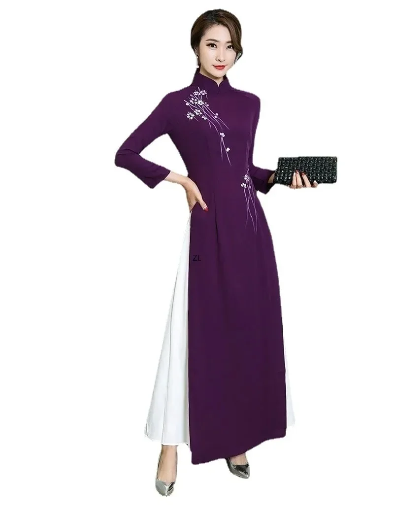 Traditional Vietnam Woman Retro Ao Dai Elegant Chinese Style Cheongsam Vintage Floral Festival Wedding Evening
Traditional Vietnam Woman Retro Ao Dai Elegant Chinese Style Cheongsam Vintage Floral Festival Wedding Evening