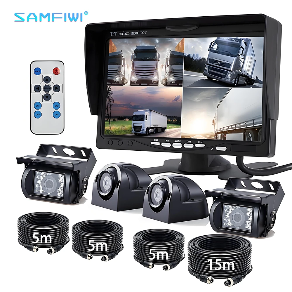 7 Inch Quad Monitor 360° Panoramic View 4Pin Front Side Rear View Backup Camera Kit DVR Recording for Truck Caravan RV
7 Inch Quad Monitor 360° Panoramic View 4Pin Front Side Rear View Backup Camera Kit DVR Recording for Truck Caravan RV
