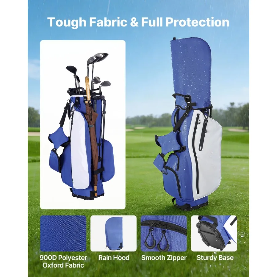 Golf Cart Bag, 7 Way Top Divider Organizer, Club Stand Bag with Full-length Divider, Handles, Dual Support Legs, Storage Pocket
Golf Cart Bag, 7 Way Top Divider Organizer, Club Stand Bag with Full-length Divider, Handles, Dual Support Legs, Storage Pocket
