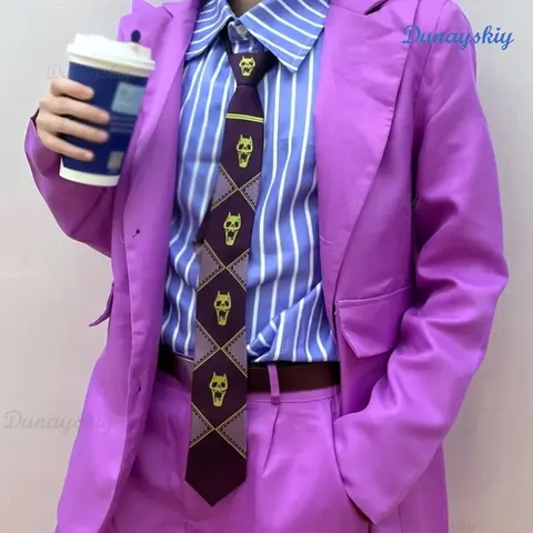 Kira Yoshikage Cosplay Costume Purple Suit Anime Yoshikage Kira Purple Suit Cosplay Uniform Costume Wig Outfits
