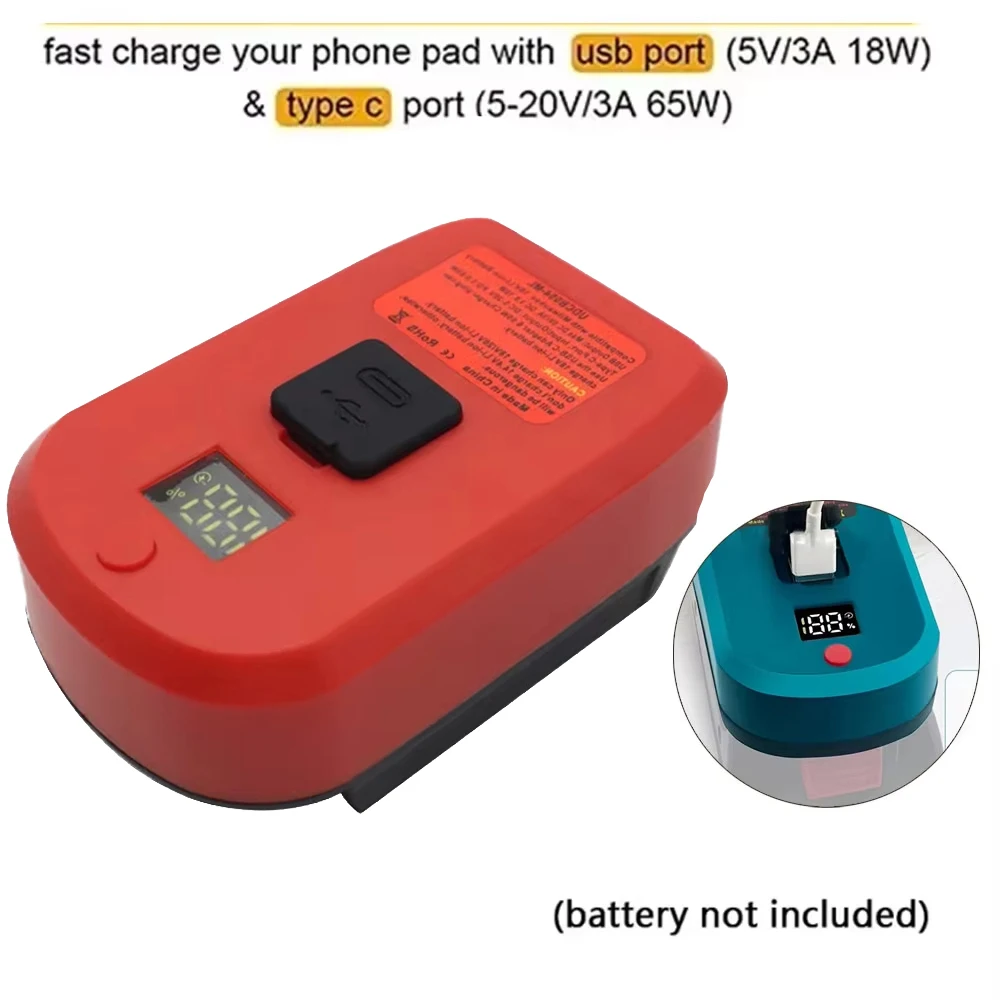 Адаптер-зарядное устройство для литий-ионного аккумулятора Makita/Bosch/Milwaukee/Dewalt 18 В с входом и выходом USB Type-C, зарядное устройство, быстрая зарядка
Адаптер-зарядное устройство для литий-ионного аккумулятора Makita/Bosch/Milwaukee/Dewalt 18 В с входом и выходом USB Type-C, зарядное устройство, быстрая зарядка