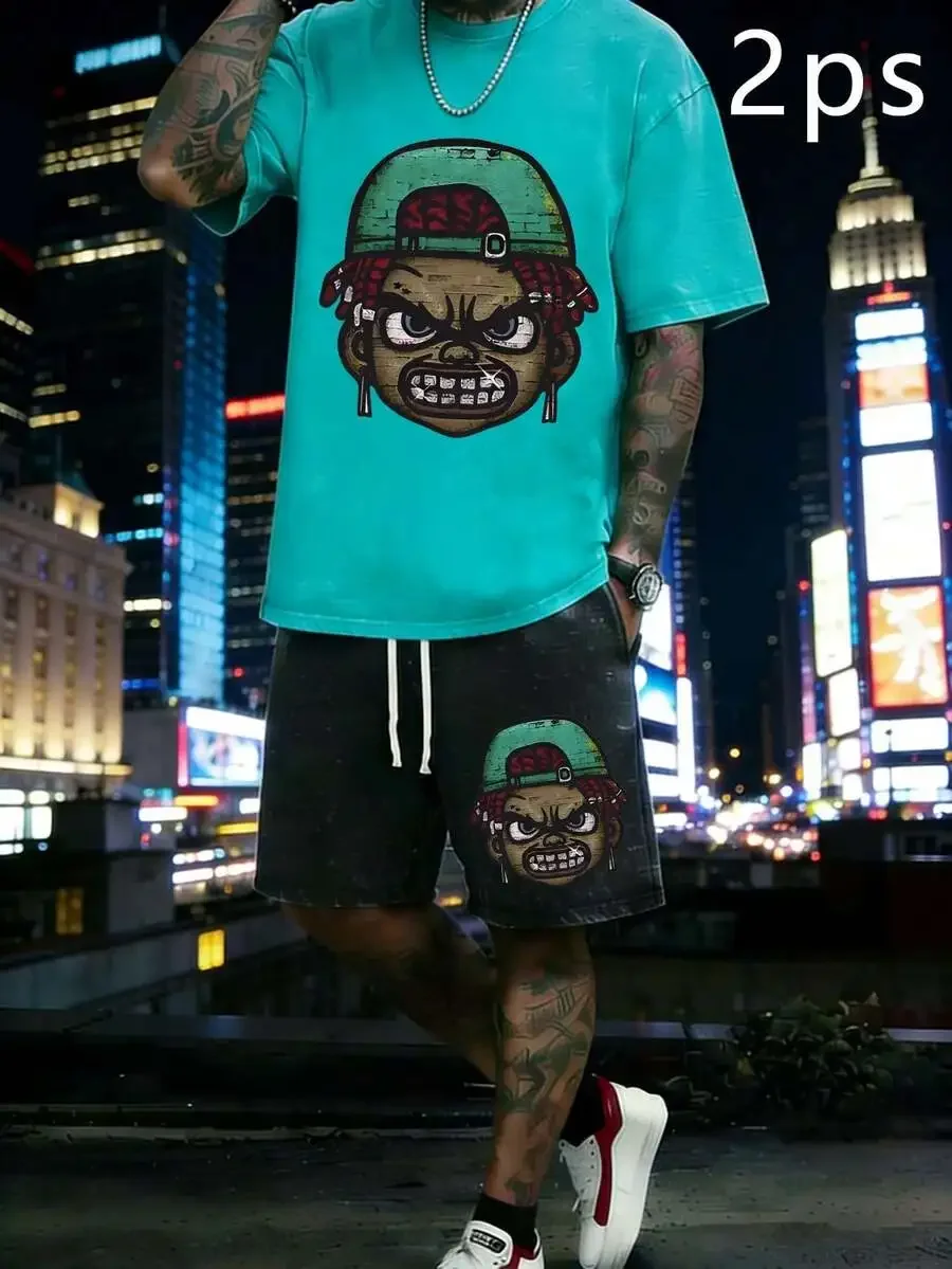 Men’s Washed Cotton Hip Hop Two Piece Set Featuring Cartoon Graphic Tee And Matching Shorts For Summer Street Style
Men’s Washed Cotton Hip Hop Two Piece Set Featuring Cartoon Graphic Tee And Matching Shorts For Summer Street Style