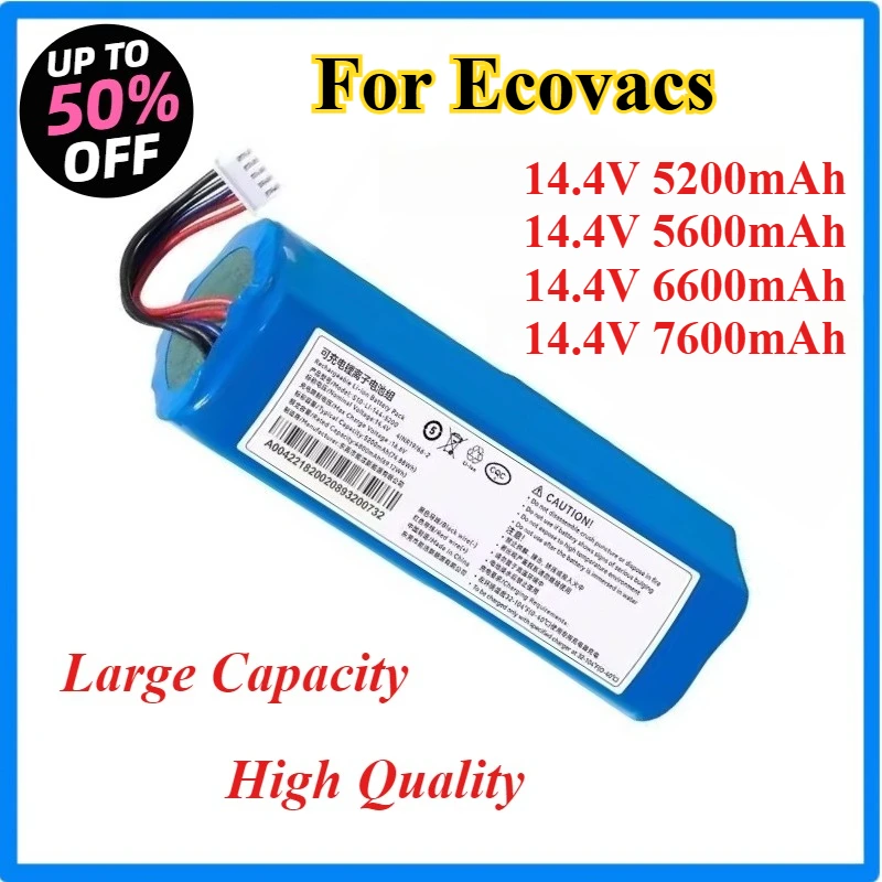 5.2Ah/5.6Ah/6.6Ah/7.6Ah Vacuum Cleaner Sweeper Replacement Battery For Ecovacs Deebot X1 Ozmo T5 T8 T9 950 DX9G DX93 DX96 DLX11
5.2Ah/5.6Ah/6.6Ah/7.6Ah Vacuum Cleaner Sweeper Replacement Battery For Ecovacs Deebot X1 Ozmo T5 T8 T9 950 DX9G DX93 DX96 DLX11