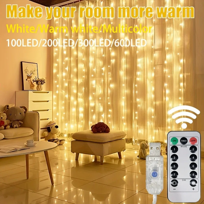 USB Curtain LED String Lights 8 Modes Perfect for Indoor Bedroom Wedding Party New Year Christmastide Valentine's Day Decoration
USB Curtain LED String Lights 8 Modes Perfect for Indoor Bedroom Wedding Party New Year Christmastide Valentine's Day Decoration