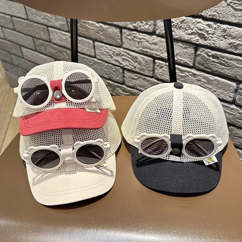 Summer Mesh Baby Baseball Cap with Detachable Sunglasses Thin Breathable Outdoor Sunscreen Toddler Kids Sun Visors Hat
Summer Mesh Baby Baseball Cap with Detachable Sunglasses Thin Breathable Outdoor Sunscreen Toddler Kids Sun Visors Hat