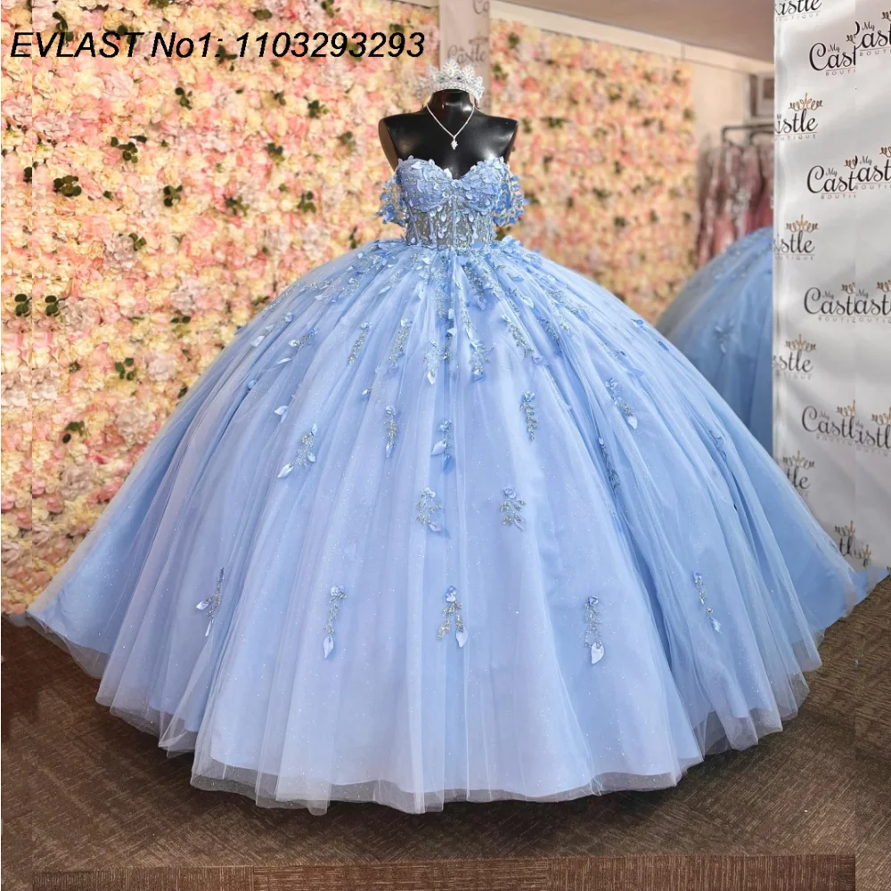 EVLAST Customized Shiny Sky Blue Quinceanera Dress Ball Gown Lace Applique Beading Corset Sweet 16 Vestido De 15 Anos E1Q396
EVLAST Customized Shiny Sky Blue Quinceanera Dress Ball Gown Lace Applique Beading Corset Sweet 16 Vestido De 15 Anos E1Q396