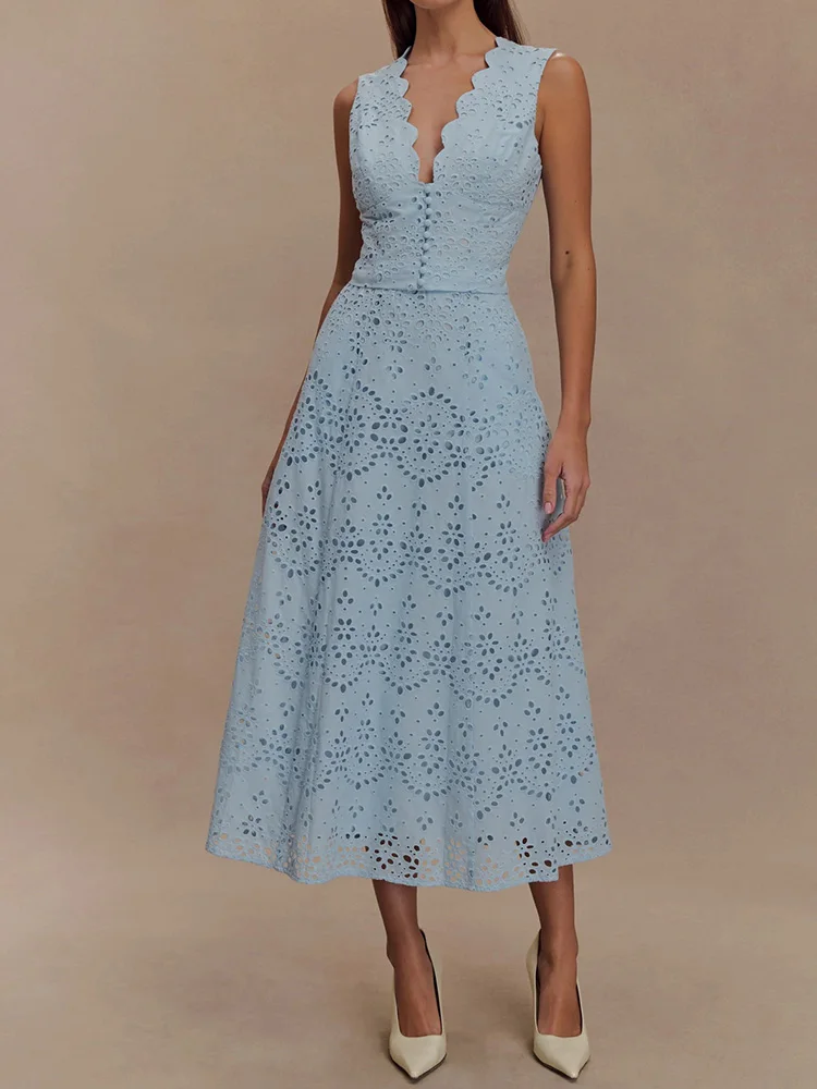 O Neck Sleeveless Fashion Two Pieces Sets, Women Summer Hollow Simple Outfit, 2026 Maxi Skirts Elegant Ladies Suits Streetwear
O Neck Sleeveless Fashion Two Pieces Sets, Women Summer Hollow Simple Outfit, 2026 Maxi Skirts Elegant Ladies Suits Streetwear