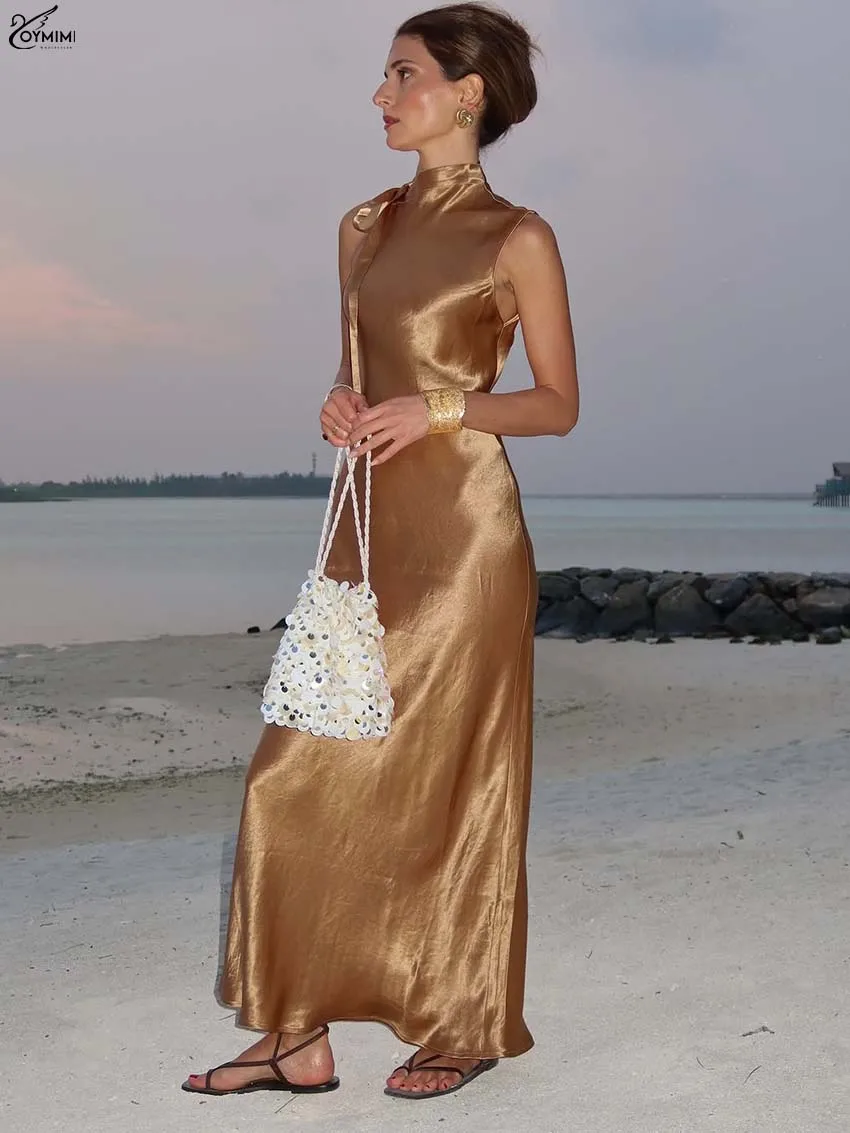 Oymimi Casual Brown Satin Dresses For Woman Fashion O-Neck Sleeveless Lace-Up Dresses Elegant Slim Straight Ankle-Length Dress
Oymimi Casual Brown Satin Dresses For Woman Fashion O-Neck Sleeveless Lace-Up Dresses Elegant Slim Straight Ankle-Length Dress