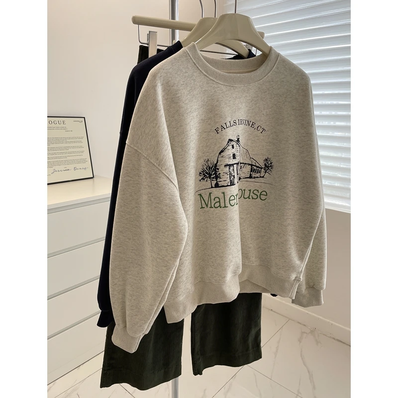 Korean Sle round Ne Casual Hoodie Women's Fce Lined Thiened Loose Slimming Overhead irt Trendy Autumn Winter
Korean Sle round Ne Casual Hoodie Women's Fce Lined Thiened Loose Slimming Overhead irt Trendy Autumn Winter