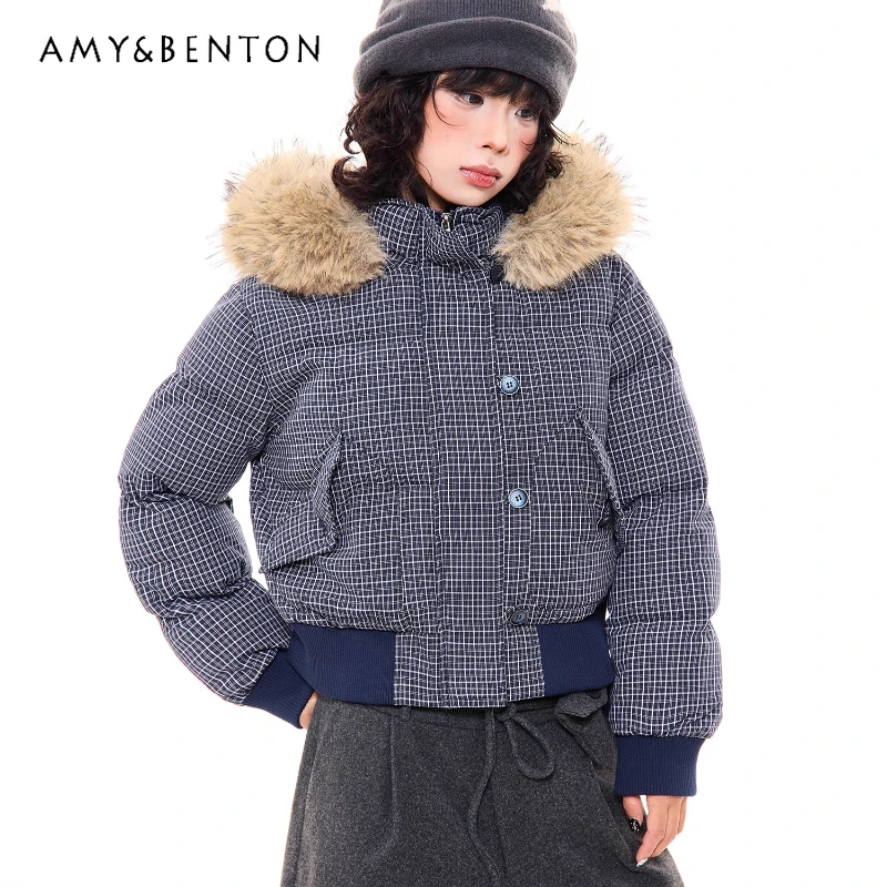 American Retro Design Plaid Fur Collar Short Women's Cotton Jacket Autumn Winter New Loose Slimming Versatile Warm Coat Ladies
American Retro Design Plaid Fur Collar Short Women's Cotton Jacket Autumn Winter New Loose Slimming Versatile Warm Coat Ladies